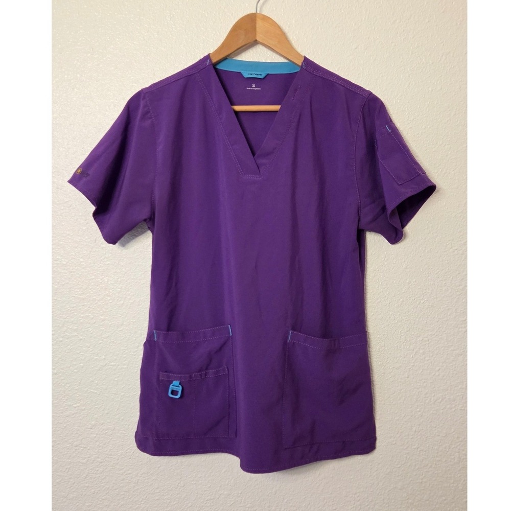 Carhartt Force Scrub Top Women's Small Purple V-Neck Small